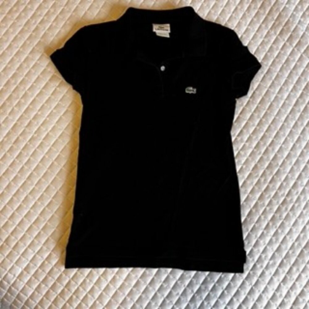 Women's Lacoste Polo in Black Vintage Size 36 Small - Picture 3 of 3